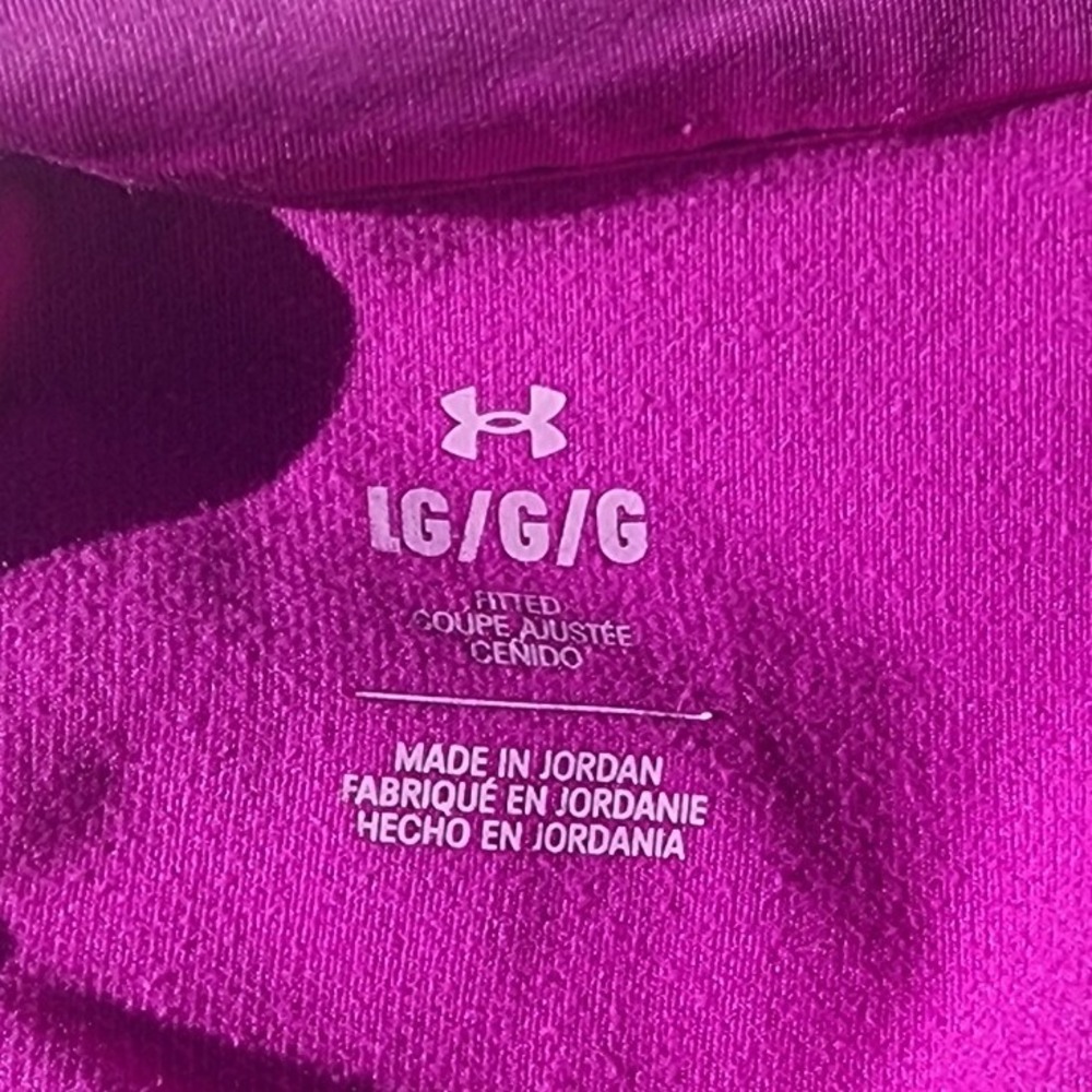 Under Armour Womens Magenta Purple HeatGear Quarter Zip Pullover Thumbholes LG - Picture 5 of 6